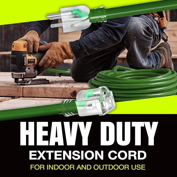 75ft Outdoor/Indoor Extension Cord 14/3 Gauge Heavy Duty 3 Prong SJTW, - Image 7