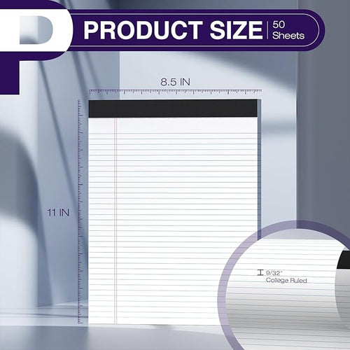 12 Pack Legal Pads 8.5 x 11 College Ruled 600 Sheets Note Pads 8.5 x 11 Inch - Image 2