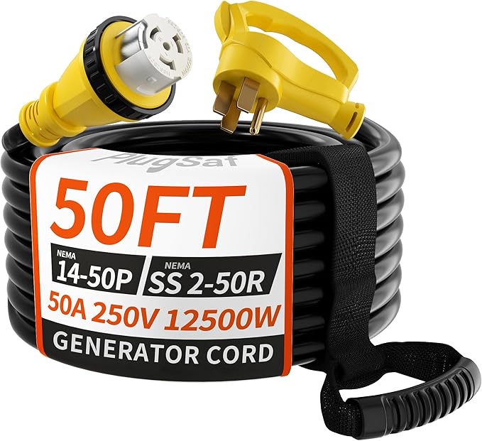 50 Amp Generator Cord, 50FT 50 Amp RV Extension Cord by PlugSaf