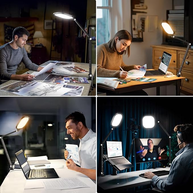 2 Packs Led Desk Lamps for Home Office, 1200LM Dimmable Clamp-on Desktop Light - Image 3
