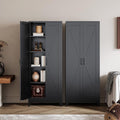 Black Tall Farmhouse Metal Pantry Linen Storage Cabinet and Organizers by Fesbos