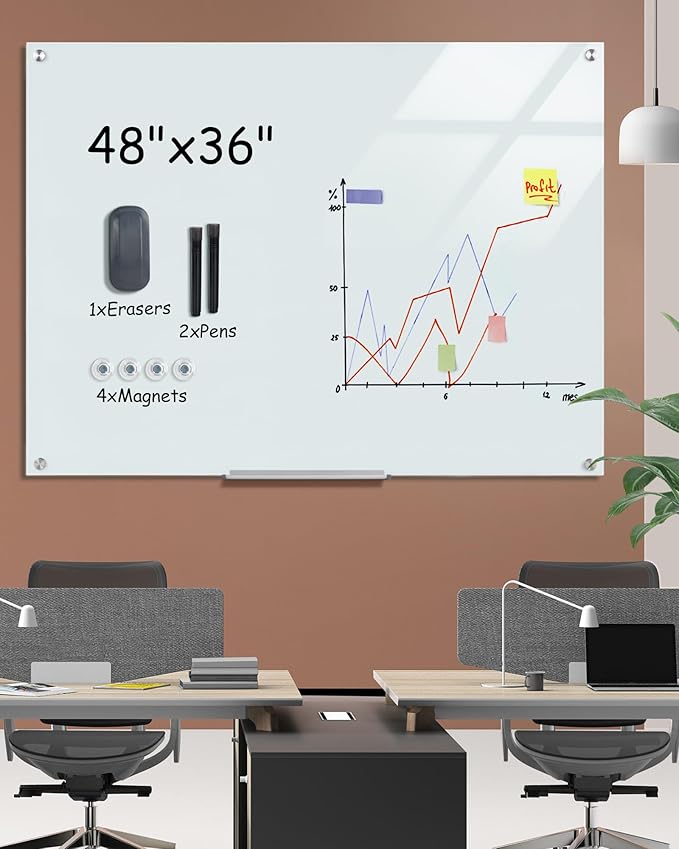 Mifuro Magnetic Glass Whiteboard，48"x36" Wall Mounted Frameless Dry Erase Board - Image 2