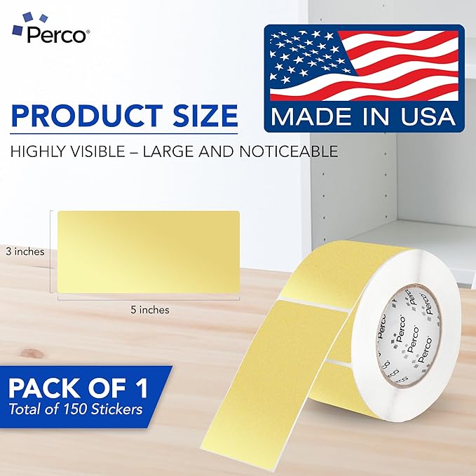 Perco Metallic Gold 3x5 Inch Perforated Sticker Labels — 500 Stickers Per Roll — - Image 2