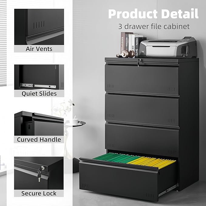 Lateral 4 Drawer File Cabient - Image 4