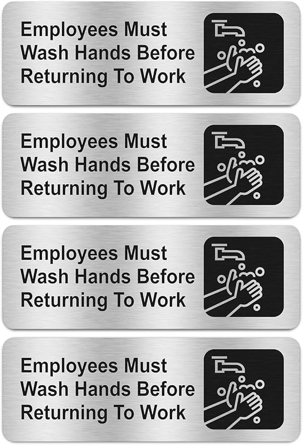 Faittoo Employees Must Wash Hands Before Returning to Work Sign, Rust Free by Faittoo