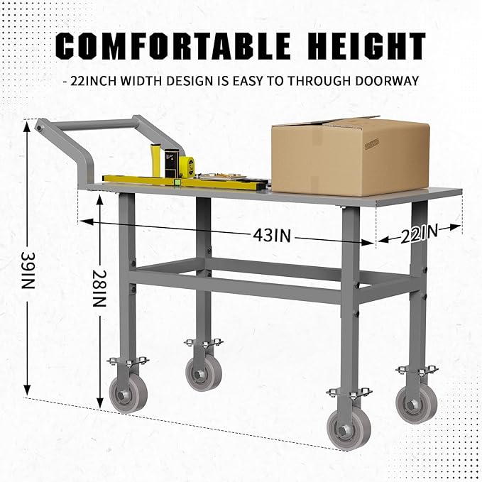 Work Height Platform Truck Cart, 2000LBS Weight Capacity Platform Cart - Image 5