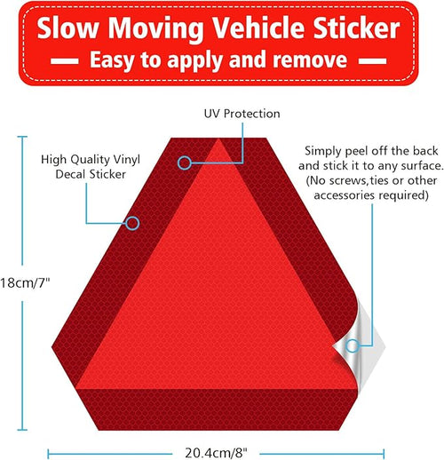 2 Pack Slow Moving Vehicle Triangle Sticker, Waterproof Self-Adhesive Vinyl - Image 2