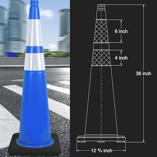 6 Pack 36" Large-Sized PVC Traffic Cones - Image 2