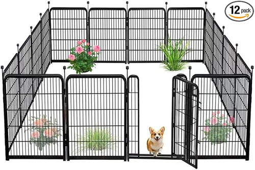 12 Panels Tall Garden Fence Animal Barrie, 48 in X26.6 Ft Wide Door Low by explovehike