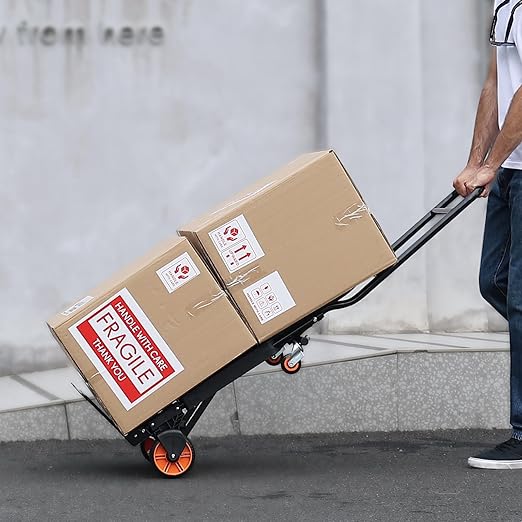 VEVOR Aluminum Folding Hand Truck, 2 in 1 Design 300 Lbs Capacity, Heavy Duty - Image 9
