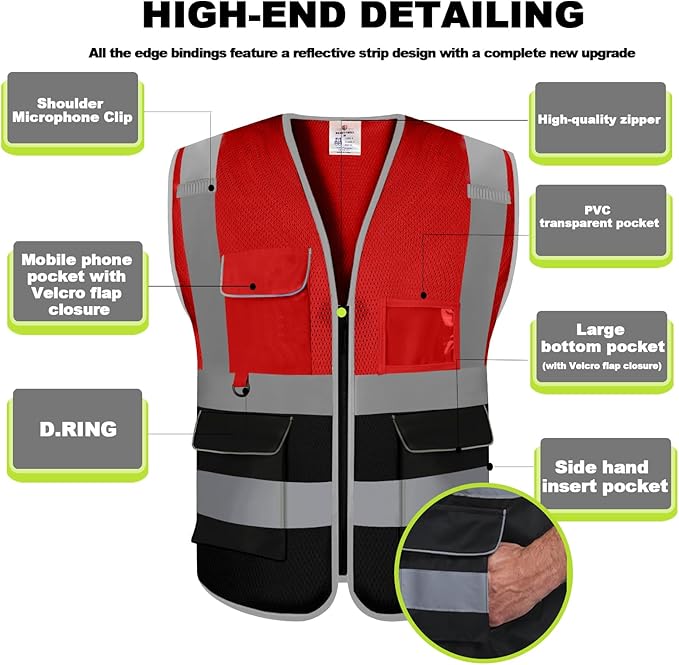 BeautyWill 10/20 Pack Custom Logo Safety Vest, Bulk High Visibility Class 2 - Image 3