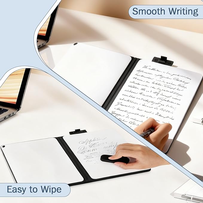 8.4" x 6" Portable White Board Dry Erase Notebook, PU Leather Shell Double - Image 5