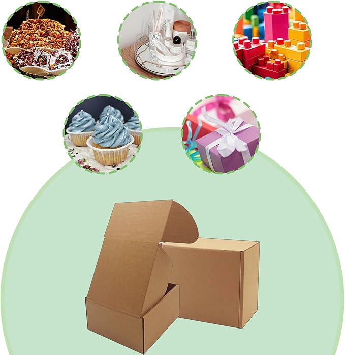 6x5x3 inch Shipping Boxes，Bulk 28 Pack，Brown Corrugated Mailers Cardboard - Image 2