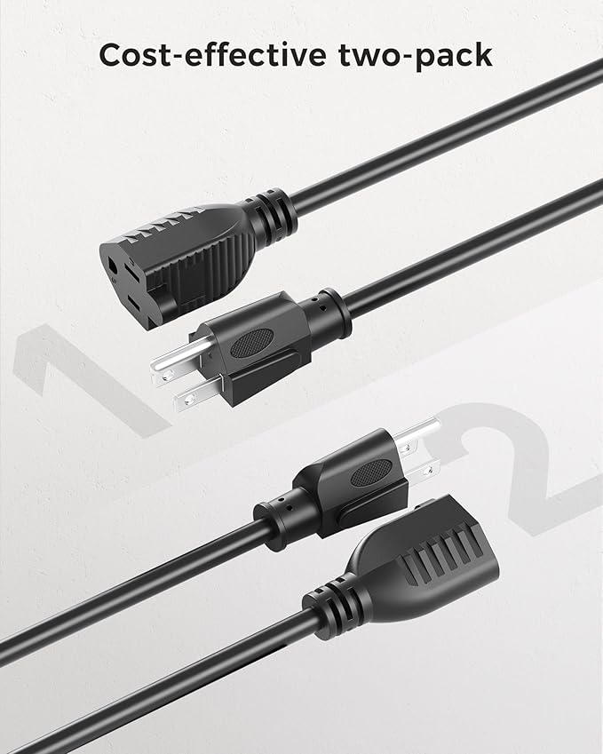 Cable Matters 2-Pack 16 AWG Heavy Duty 13A Power Extension Cord - 3ft - Image 6