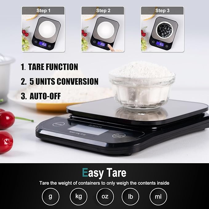 BOMATA IPX7 Waterproof Food Scale, USB Rechargeable, Submersible, Ounces and - Image 5