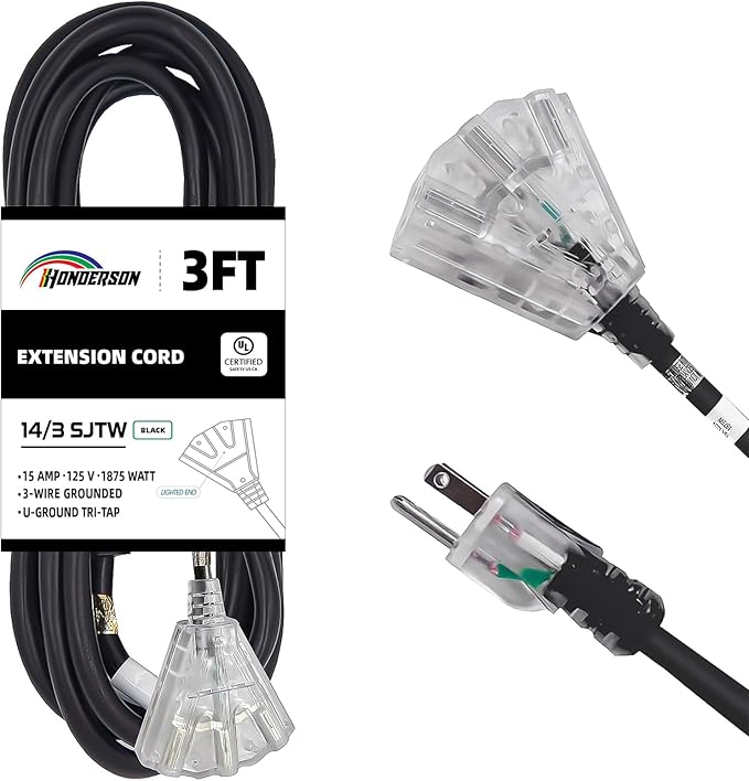 3-Outlets Extension Cord Weatherproof by HONDERSON