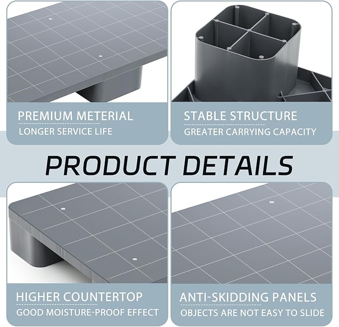 4 Pcs Plastic Pallet for Basement Storage Easy Stack Lightweight Floor Pallet - Image 3