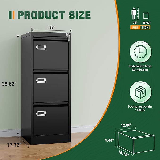 Letaya 3 Drawer File Cabinet - Image 3