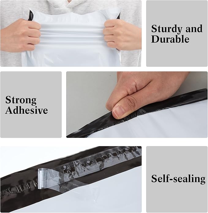 Outus 50 Pcs Mailers with 50 Pcs Poly Zipper Clothes Packaging Bags 4 Sizes - Image 3