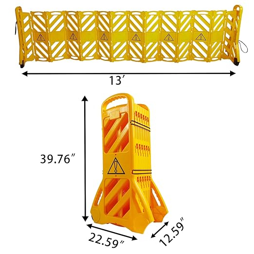 13 Foot Portable Driveway Fence Safety Barriers Barricade Expandable Mobile - Image 2