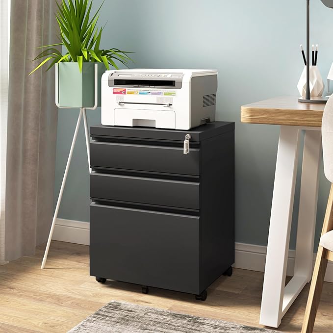 3 Drawer File Cabinet for Home Office, Under Desk Mobile Filing Cabinet - Image 9