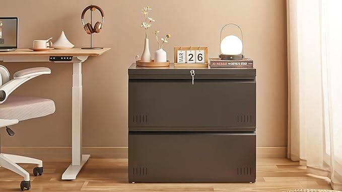Metal File Cabinet with Lock, 2 Drawer Lateral File Cabinets - Image 2