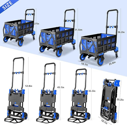 2 in 1 Hand Truck Dolly Foldable, 330LB Folding Hand Truck Heavy Duty Carrying - Image 2