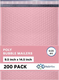 Light Pink Large Poly Bubble Mailers 9.5x14.5 inch #4 | Self Seal Padded by MAILERVIEW