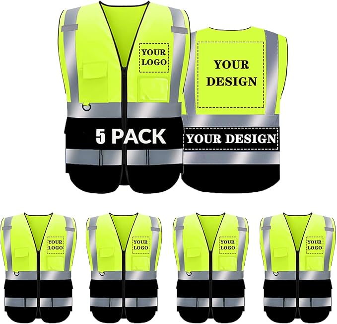 BeautyWill Custom Safety Vest Logo Class 2 High Visibility Reflevtive Vest by BeautyWill