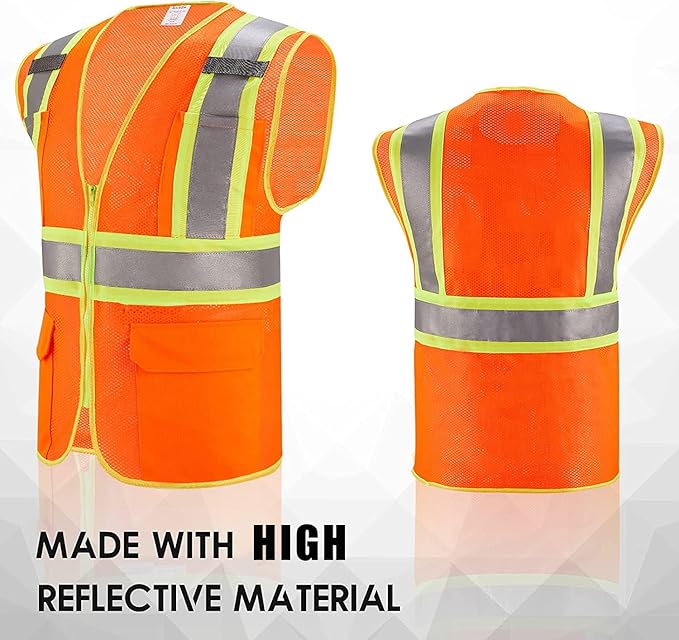 Custom Safety Vest with Logo Pockets High Visibility Reflective Vests - Image 4