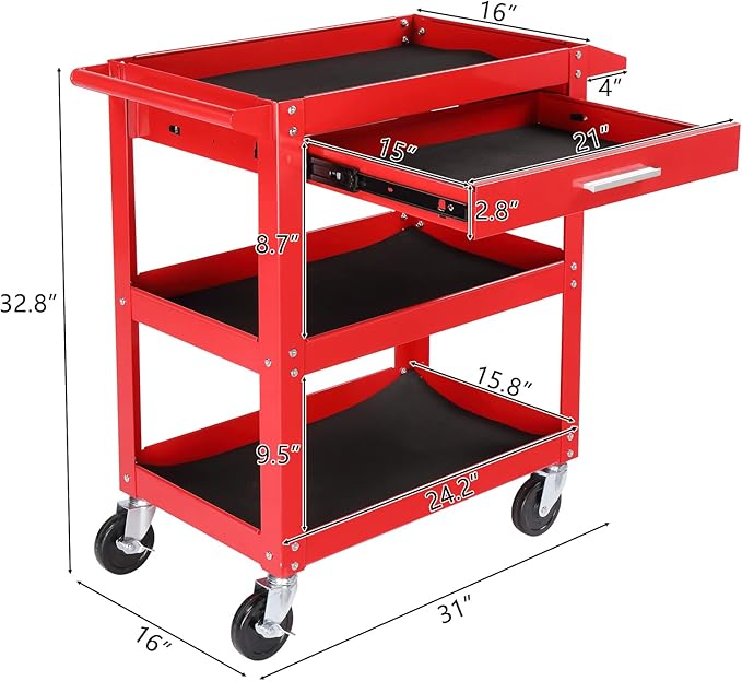 TUFFIOM 3 Tier Rolling Tool Cart - Image 4