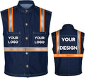 YOWESHOP Men's Reflective Safety Denim Vest，Custom Safety Outdoor Denim Work by YOWESHOP