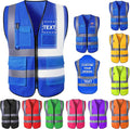 Custom Safety Vest for Men High Visibility Protective Workwear 5 Pockets Class 2 by YAEILOV