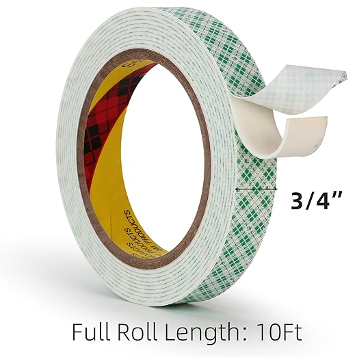 3M Double Sided Foam Tape 0.75" x 10Ft 1 Pack White Double Coated Urethane - Image 3