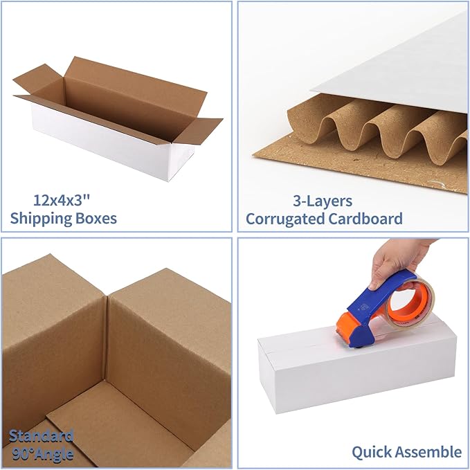 Hoikwo 12x4x3 Shipping Boxes Set of 25 - Image 3