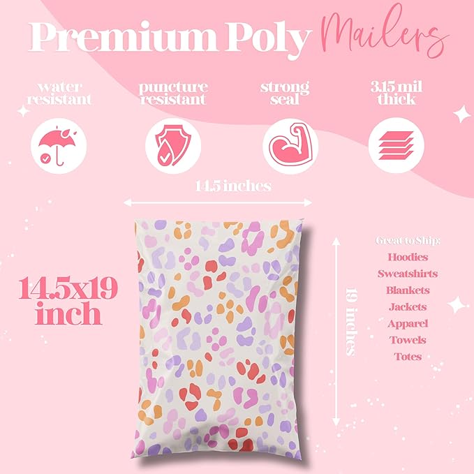 14.5x19 Designer Poly Mailer 100 Pack Heavy Duty Waterproof Self Seal Shipping - Image 3