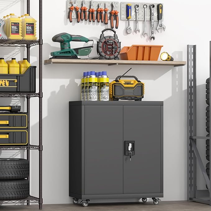 GREATMEET 31.5" H Lockable Storage Cabinet, Small Locking Cabinet - Image 2