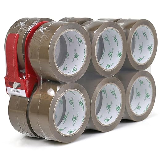 BOMEI PACK Brown Packing Tape Refills, Heavy Duty 12Rolls by BOMEIPACK