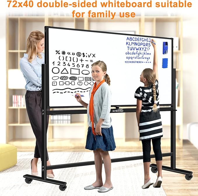 H-Qprobd Dry Erase Board with Stand 72"x40" Magnetic Mobile Whiteboard on - Image 4