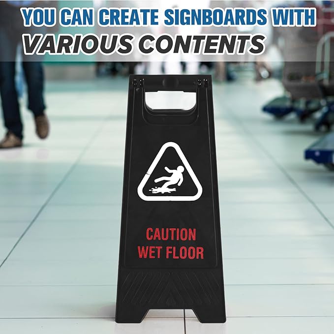 2 Pack 24 Inch Blank Floor Sign Black A-frame Foldable Caution Sign - Image 5