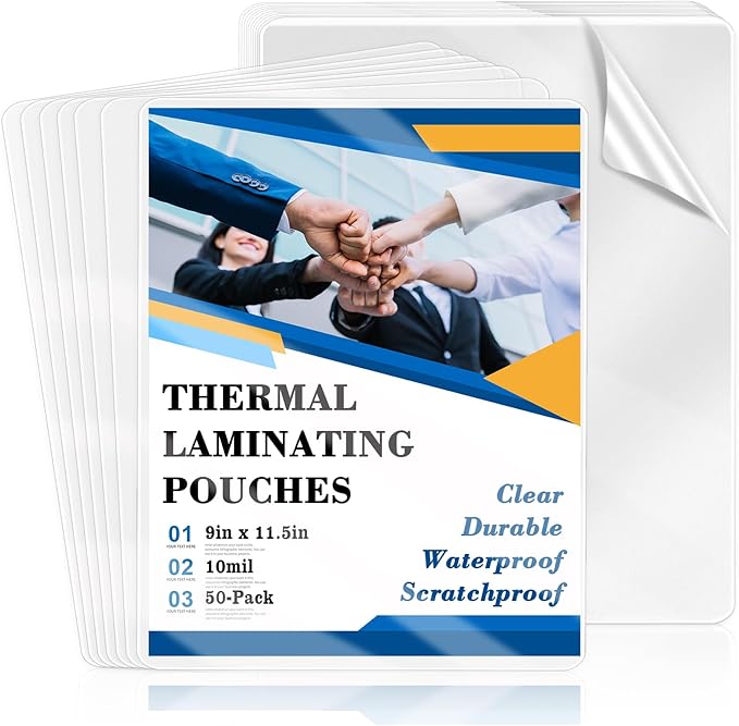 50 Pack 9x11.5inch 10mil Letter Size Laminating Sheets Thermal Laminating by XUWAIDSGN