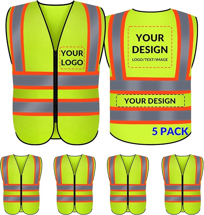 BeautyWill Custom Safety Vest Logo Class 2 High Visibility Reflevtive Vest by BeautyWill