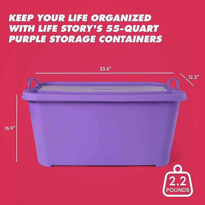 Life Story 12 Pack Light Duty Stackable Storage Bin, 55 Quart Home Organizer - Image 3
