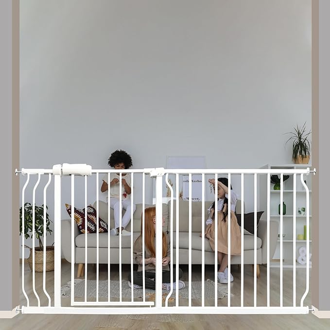 Extra Wide Baby & Dog Gate 62-67 Inch, Pressure Mounted No Drilling, Adjustable by SmartDesignBigProtection