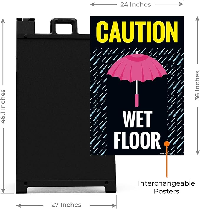 Caution Wet Floor Umbrella Sidewalk Sign Kit, 24x36 Inches, - Image 3