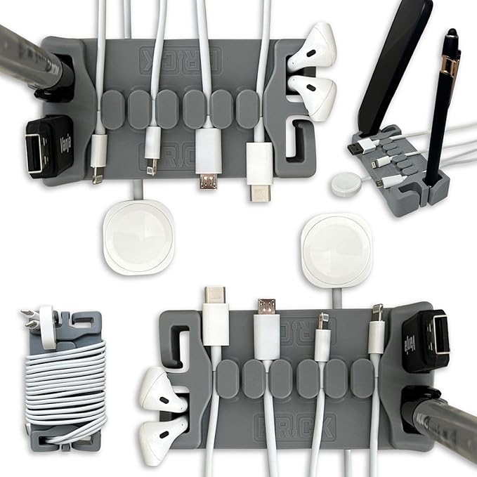 DeskBrick 2PK – Patented Non-Slip Steel-Weighted Desk Organizers & Cable by CordBrick