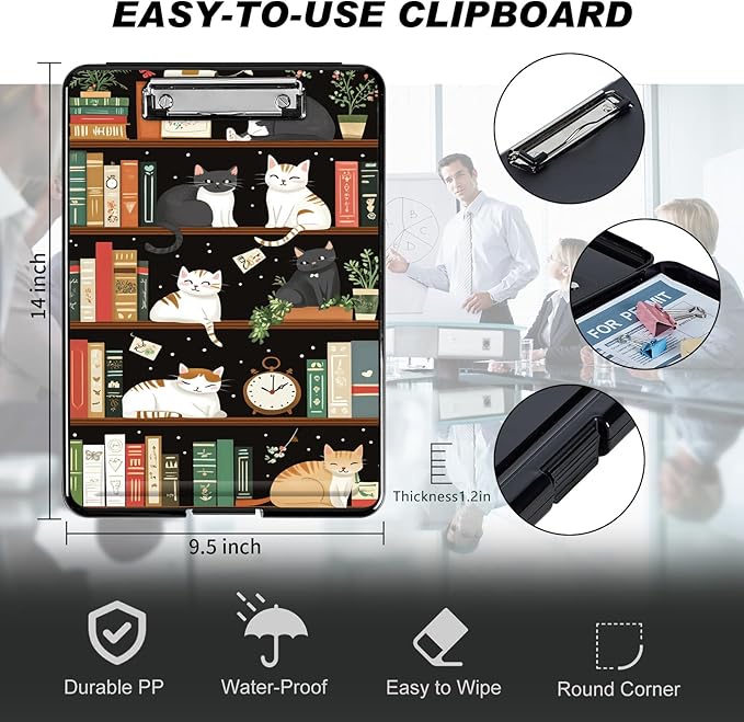 Clipboard with Storage, Hard Letter A4 Size Clip Board with Pen Holder & Paper - Image 2
