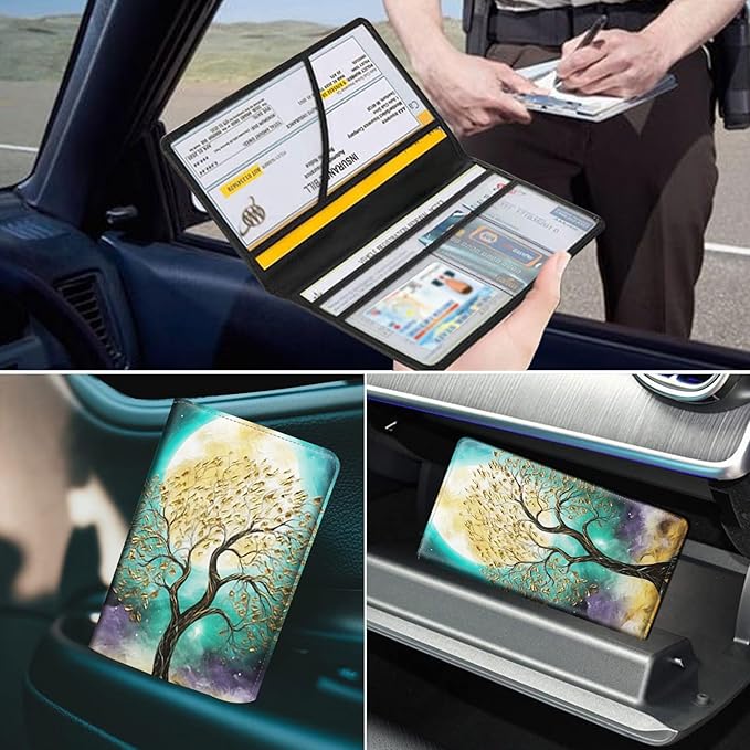 Car Registration and Insurance Holder, Leather Car Glove Box Organizer - Image 7