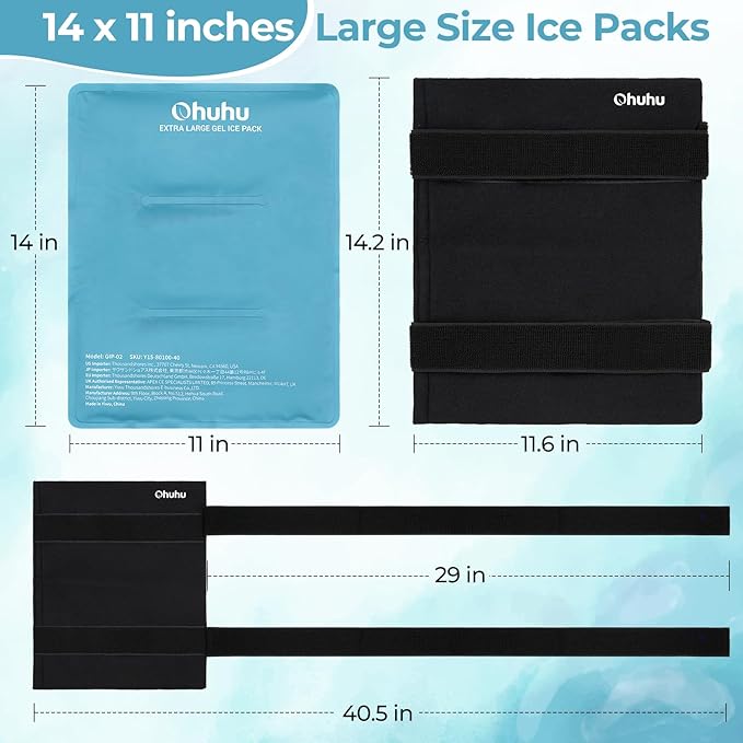 Ice Packs for Injuries 14" X 11": Ohuhu 2 Pack Hot Cold Gel Ice Pack X-Large - Image 2
