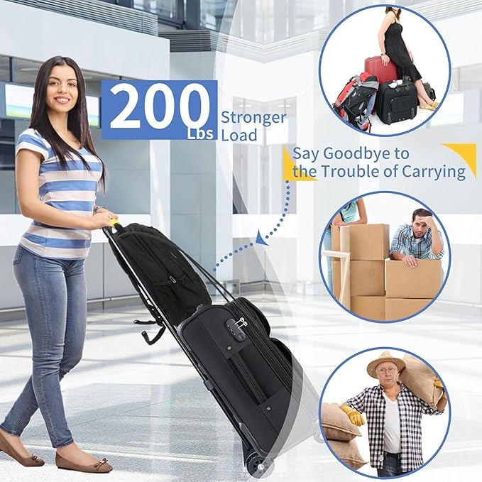 Folding Hand Truck-200 Lbs Trolley Utility Cart, Portable 4-Wheels Lightweight - Image 3